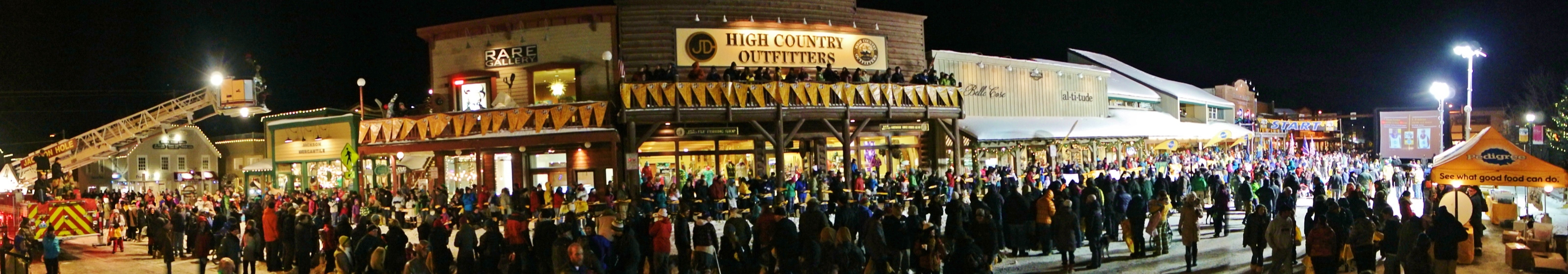 sled dog race starting line panoramic jackson hole, wy